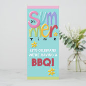 Summertime blue BBQ Uitnodiging (Staand voorkant)