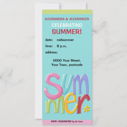 Summertime blue BBQ Uitnodiging (Achterkant)