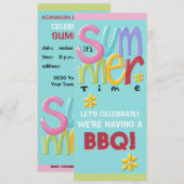 Summertime blue BBQ Uitnodiging (Voorkant / Achterkant)