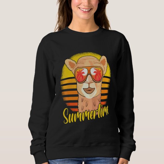 Summertime Camel Retro Sunset Beach Vacation Camel Trui (Voorkant)