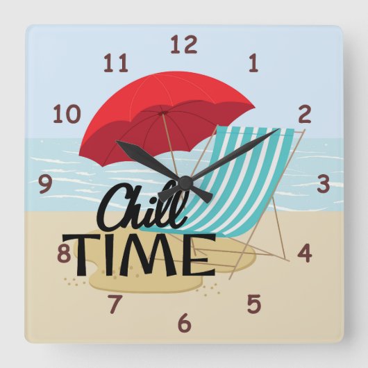 Summertime Chill Tijd bij Beach Vierkante Klok (Voorkant)