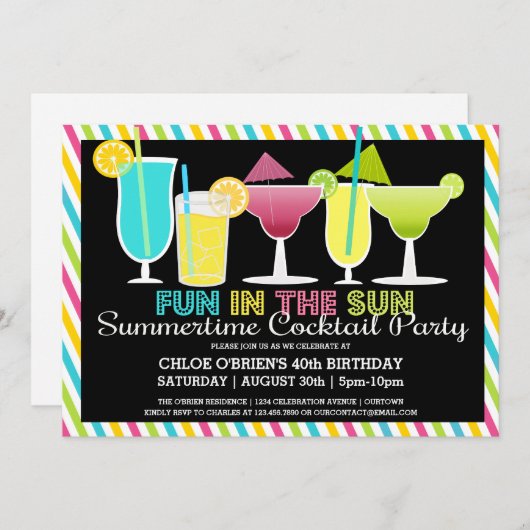 Summertime Cocktail Party-uitnodigingen Kaart (Voorkant / Achterkant)