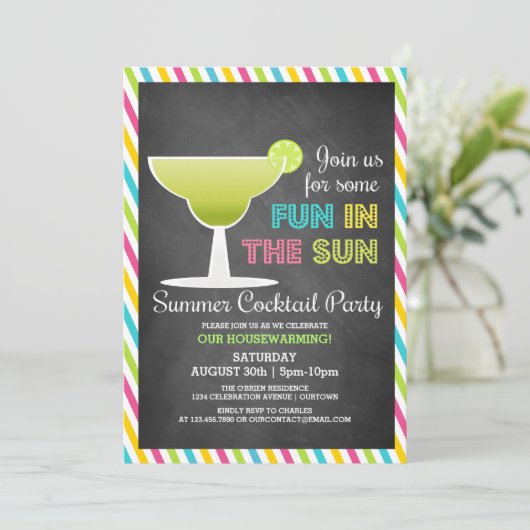 Summertime Cocktail Party-uitnodigingen Kaart (Staand voorkant)