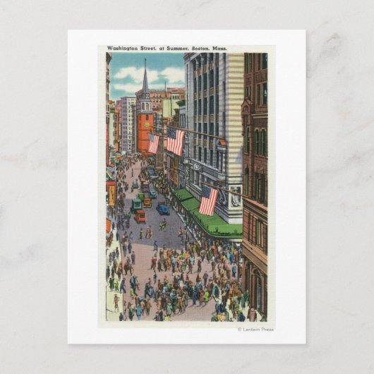Summertime Crowds op Washington Street Briefkaart (Voorkant)