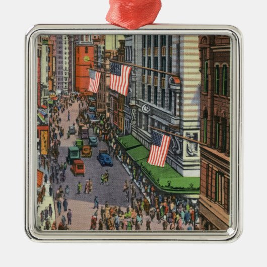 Summertime Crowds op Washington Street Metalen Ornament (Voorkant)