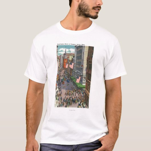 Summertime Crowds op Washington Street T-shirt (Voorkant)
