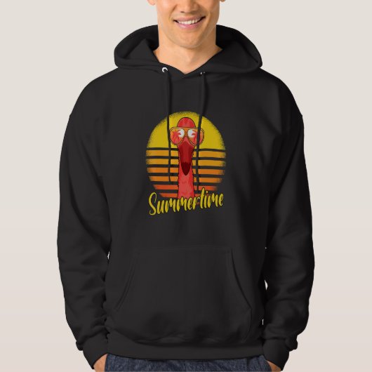 Summertime Flamingo Retro Sunset Beach Vacation Fl Hoodie (Voorkant)