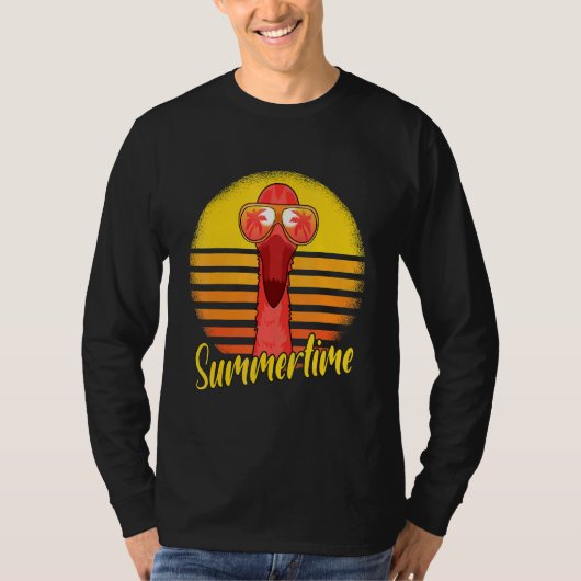 Summertime Flamingo Retro Sunset Beach Vacation Fl T-shirt (Voorkant)