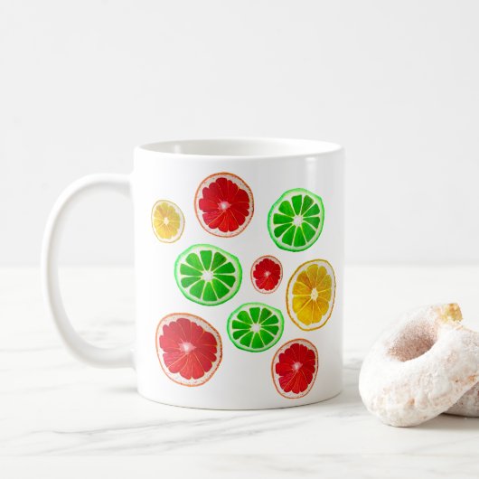 Summertime fruitkleurig fruitig patroon koffiemok (Met donut)