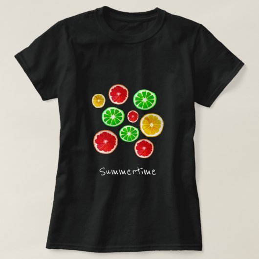 Summertime fruitkleurig fruitig patroon t-shirt (Design voorkant)