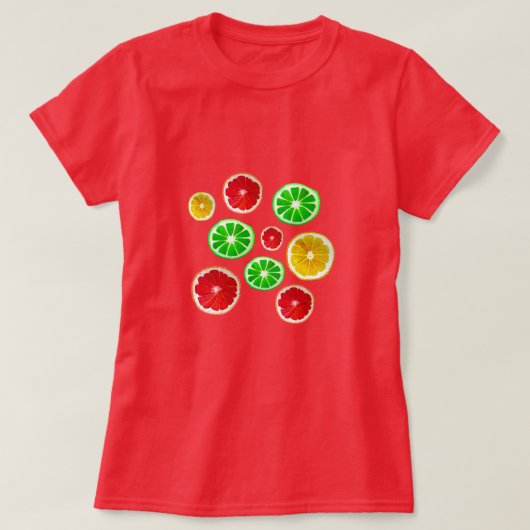 Summertime fruitkleurig fruitig patroon t-shirt (Design voorkant)