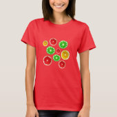 Summertime fruitkleurig fruitig patroon t-shirt (Voorkant)