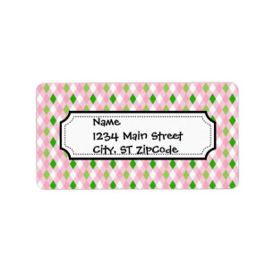 Summertime Fun Pink Lime Green White Argyle Etiket