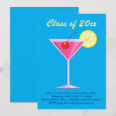 Summertime Graduation Party Invitation - Blue Kaart (Voorkant / Achterkant)
