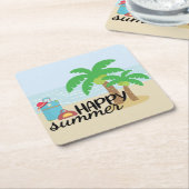 Summertime Happy Summer bij Beach Kartonnen Onderzetters (Schuin)