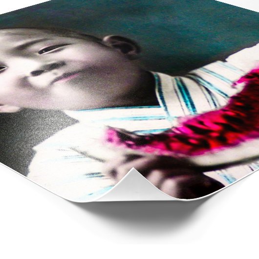 Summertime in de  watermeloen van het oude Japan Foto Afdruk (Hoek)