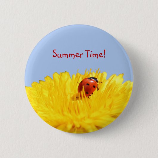 Summertime Ladybug op gele ventilator Ronde Button 5,7 Cm (Voorkant)