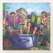 Summertime leeskunst glazen onderzetter (Voorkant)