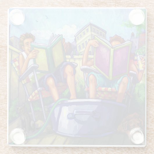 Summertime leeskunst glazen onderzetter (Achterkant)