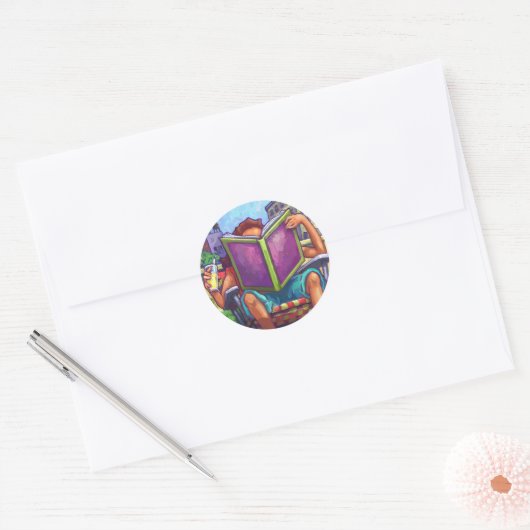 Summertime leeskunst ronde sticker (Envelop)