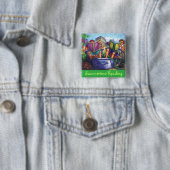 Summertime leeskunst vierkante button 5,1 cm (In situ)