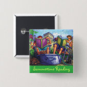 Summertime leeskunst vierkante button 5,1 cm (Voorkant /achterkant)