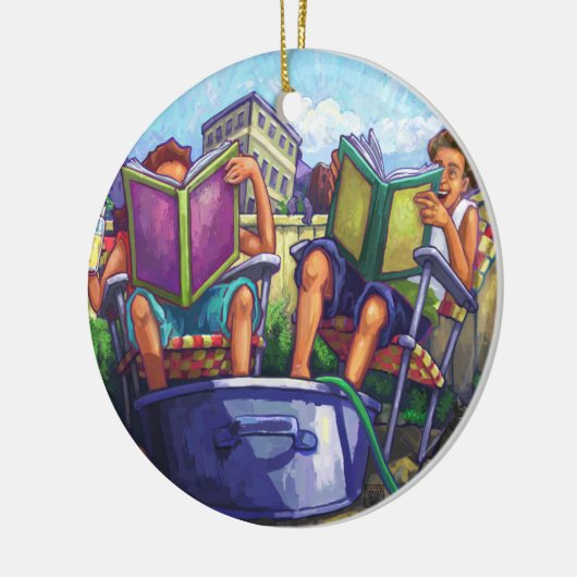 Summertime lezen keramisch ornament (Links)