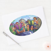 Summertime lezen ovale sticker (Envelop)