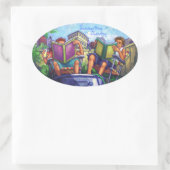 Summertime lezen ovale sticker (Tas)