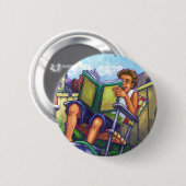 Summertime lezen ronde button 5,7 cm (Voorkant /achterkant)