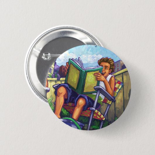 Summertime lezen ronde button 5,7 cm (Voorkant /achterkant)