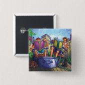 Summertime lezen vierkante button 5,1 cm (Voorkant /achterkant)