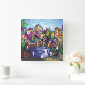 Summertime lezen vierkante klok (Huis)