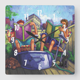 Summertime lezen vierkante klok