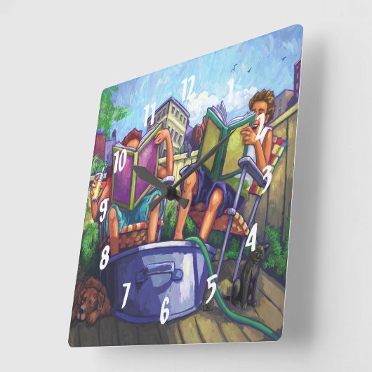 Summertime lezen vierkante klok (Hoek)