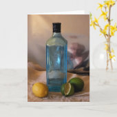 "Summertime", nog steeds leven met flesje en citru Kaart (Gele Bloem)