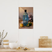 "Summertime", nog steeds leven met flesje en citru Poster (Keuken)