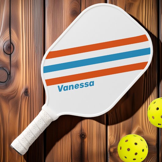 Summertime Nostalgic Stripes met naam Pickleball Paddle