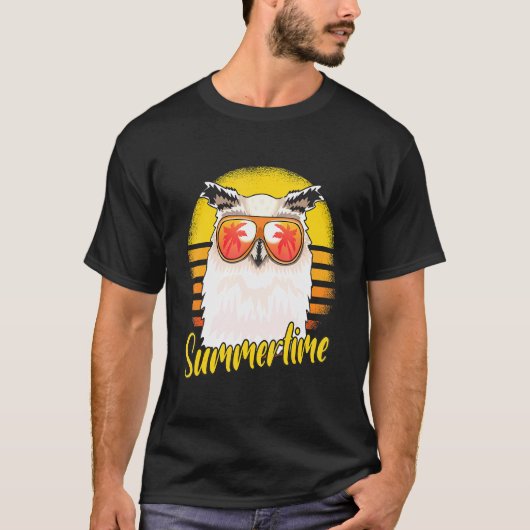 Summertime Owl Retro Sunset Beach Vacation Ownersh T-shirt (Voorkant)