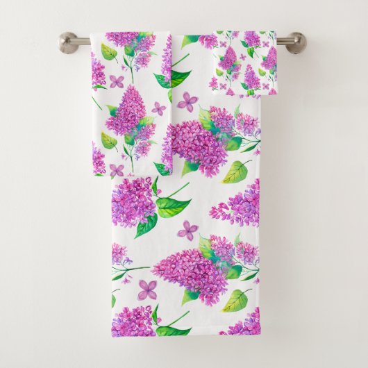 Summertime Paarse Lilacs Bathroom set Bad Handdoek (Insitu)