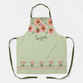 Summertime Persoonlijke naam Groene Floral Apron Schort (Voorkant)