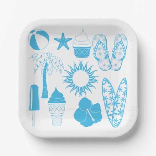 Summertime-pictogrammen Papieren Bordje (Voorkant)