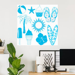 Summertime-pictogrammen Poster