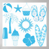 Summertime-pictogrammen Poster (Voorkant)