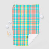 Summertime Plaid Turquoise Roze Geel Wit Golfhanddoek (Insitu)