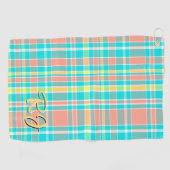 Summertime Plaid Turquoise Roze Geel Wit Golfhanddoek (Horizontaal)