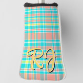 Summertime Plaid Turquoise Roze Geel Wit Golfheadcover (Draai 90)