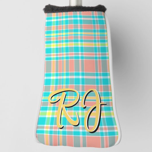 Summertime Plaid Turquoise Roze Geel Wit Golfheadcover (Draai 90)