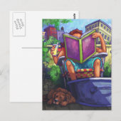Summertime Reading, Girl en Dog Briefkaart (Voorkant / Achterkant)