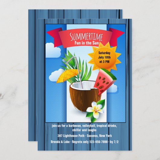 Summertime Refresher uitnodiging (Voorkant / Achterkant)